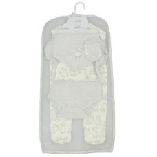 J13909: Baby Grey Sheep Waffle Fabric 5 Piece Net Bag Gift Set (0-9 Months)